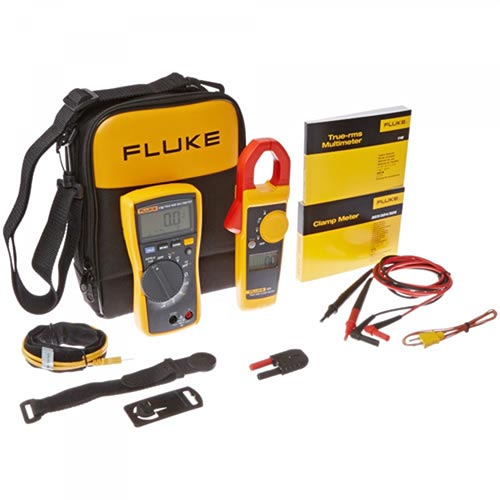 Fluke 116/323 HVAC Multimeter and Clamp Meter Combo Kit & UEi Test Instruments PDT650 Folding Pocket Digital Thermometer,Yellow 
